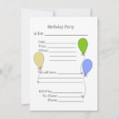 Birthday Party Invitation Kaart (Achterkant)
