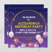 Birthday Party Invitation Kaart (Voorkant / Achterkant)