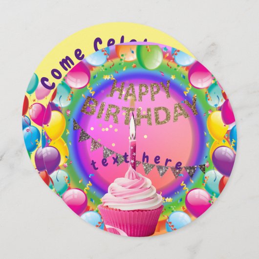 Birthday Party Invitation Kaart (Voorkant / Achterkant)