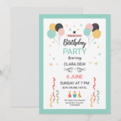 Birthday Party Invitation Kaart (Voorkant / Achterkant)
