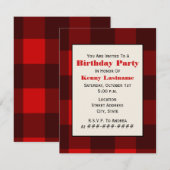 Birthday Party Invitation Red & Black Kaart (Voorkant / Achterkant)