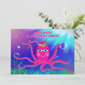 Birthday Party Invitation, Sassy Octopus Kaart (Staand voorkant)