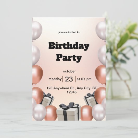 Birthday Party Invitation Save The Date (Staand voorkant)