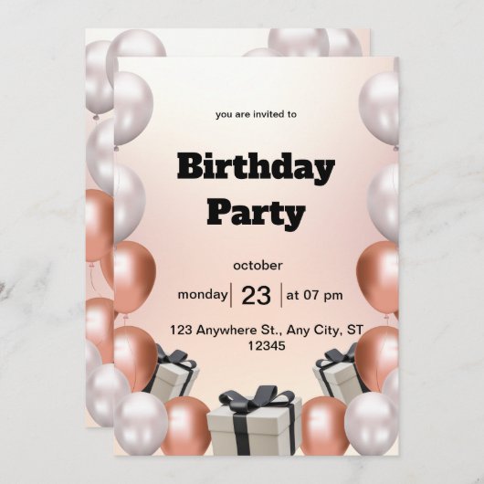 Birthday Party Invitation Save The Date (Voorkant / Achterkant)