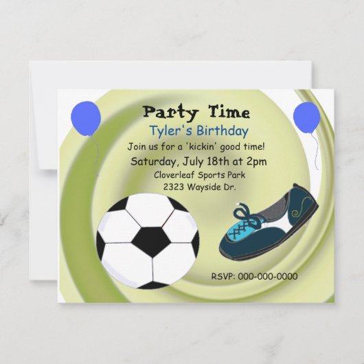 Birthday Party Invitation Soccer Theme Kaart (Voorkant)