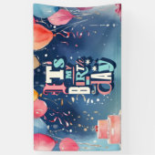 Birthday Party Invitation Spandoek (Verticaal)