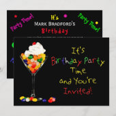 Birthday Party Invitation , Sundae Jelly Beans Kaart (Voorkant / Achterkant)