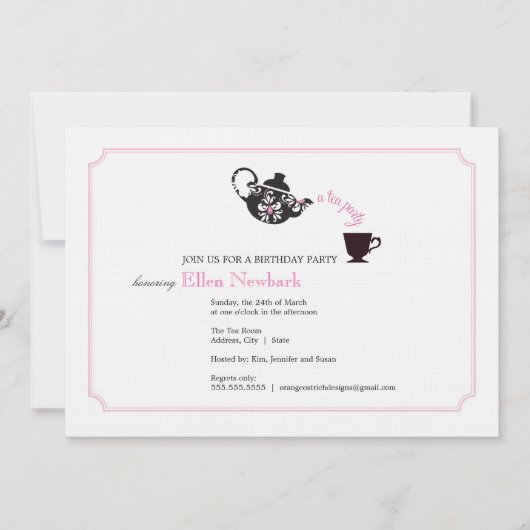 Birthday Party Invitation - Tea Kaart (Voorkant)