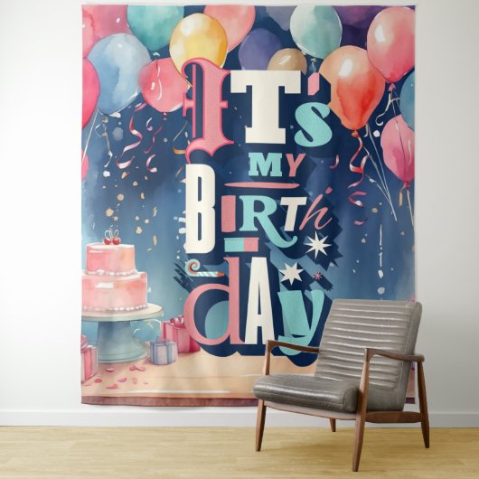 Birthday Party Invitation Wandkleed (In situ)