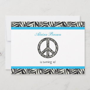 Birthday party Invitation Zebra Print Sign Kaart