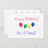 Birthday Party Invitations Kaart (Voorkant / Achterkant)