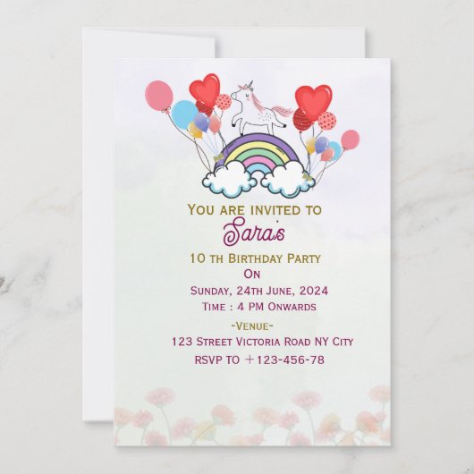 Birthday Party Invitations Kaart (Voorkant)