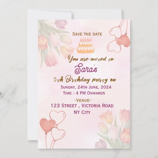 Birthday Party Invitations Kaart (Voorkant)