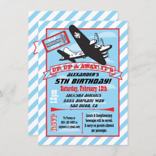 Birthday Party Invitations Retro Airplane Kaart