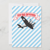 Birthday Party Invitations Retro Airplane Kaart (Achterkant)