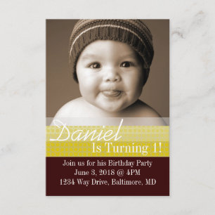 Birthday Party Invite B-Dag I dbrli Kaart