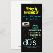 Birthday Party Invite | Thema II van 80 |Hem-zwart Kaart (Voorkant / Achterkant)