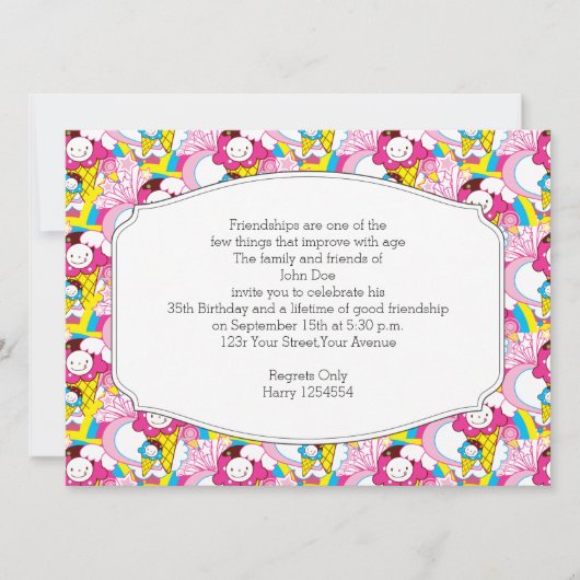 Birthday Party Kawaii Ice Cream Uber Cute Kaart (Voorkant)