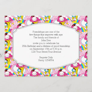 Birthday Party Kawaii Ice Cream Uber Cute Kaart