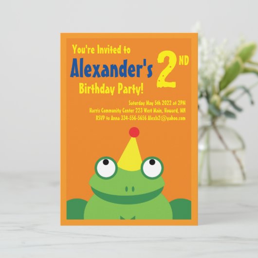 Birthday Party Kind kikker Kaart (Staand voorkant)