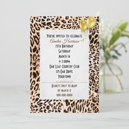 Birthday Party Leopard Pattern Kaart (Staand voorkant)
