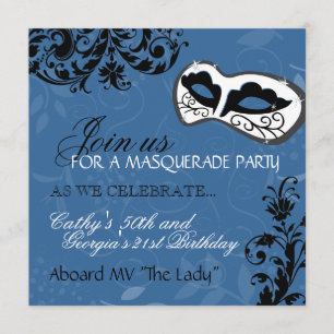 Birthday Party Masquerade Invitation Kaart