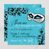 Birthday Party Masquerade Invitation Kaart (Voorkant / Achterkant)