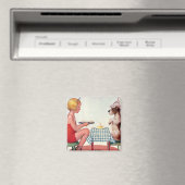  Birthday Party, Meisje met Pet Puppy Dog Magneet (Insitu (Vaatwasser))