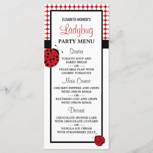 Birthday Party Menu Red Ladybug Children