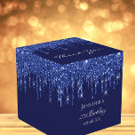 Birthday party navy blue white glitter drips<br><div class="desc">Elegant, classic, glamorous and girly for a 21st (or any age) birthday party favors. A classic navy blue background color. With the text: 21st Birthday and Thank You written with a modern hand lettered style script. Decorated faux glitter drips, paint dripping look. Personalize and add a name and a date....</div>