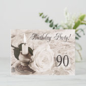 Birthday party nodigde 90 jaar oud uit kaart (Staand voorkant)