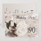 Birthday party nodigde 90 jaar oud uit kaart (Voorkant / Achterkant)