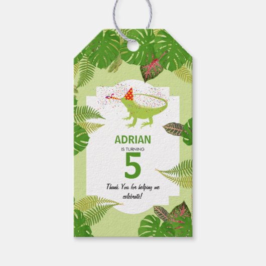 Birthday Party of Iguana Lizard PartAnimals Cadeaulabel (Voorkant)