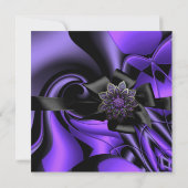 Birthday Party Paarse Abstracte Jewel Black Bow Kaart (Achterkant)