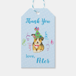 Birthday Party Pembroke Welsh Corgi Bedankt Cadeaulabel