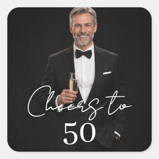 Birthday party photo cheers vierkante sticker (Voorkant)