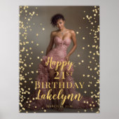 Birthday party photo gold font welcome poster (Devant)