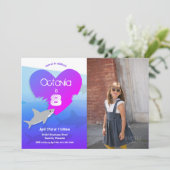 Birthday Party Photo Purple Blue Invitation (Debout devant)