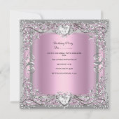 Birthday Party Pink Silver Diamond Kaart (Achterkant)