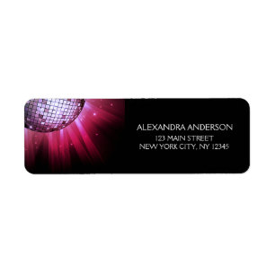 Birthday Party Pink Sparkle Disco Ball Etiket