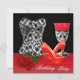 Birthday Party Red Black Shoes Corset Roos Kaart
