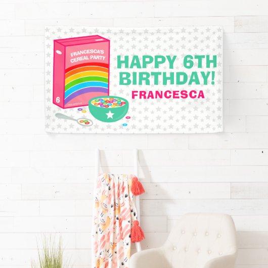 Birthday Party Regenbow Cereal Spandoek (Insitu)