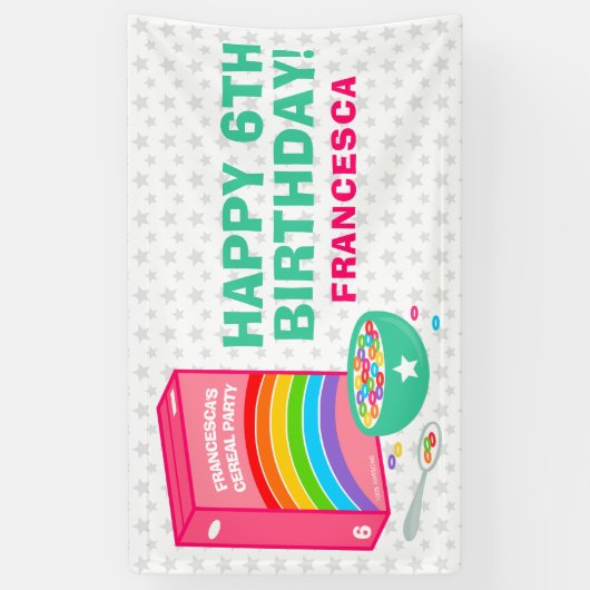 Birthday Party Regenbow Cereal Spandoek (Verticaal)