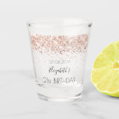 Birthday party roos gold confetti name shot glas (Voorkant)