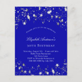 Birthday party royal blue stars uitnodiging briefkaart (Voorkant)