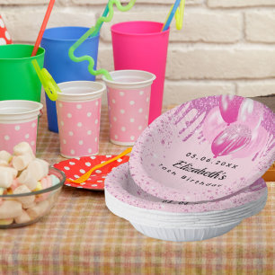 Birthday party roze glitter ballon meisje papieren kommen