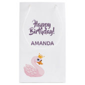 Birthday party roze paarse prinses zwaluw schattig klein cadeauzakje (Achterkant)