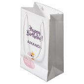 Birthday party roze paarse prinses zwaluw schattig klein cadeauzakje (Voorkant Gekanteld)