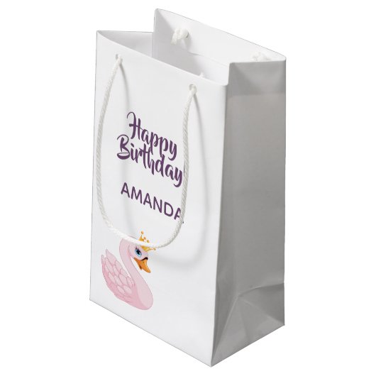 Birthday party roze paarse prinses zwaluw schattig klein cadeauzakje (Achterkant Gekanteld)