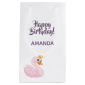 Birthday party roze paarse prinses zwaluw schattig klein cadeauzakje (Voorkant)